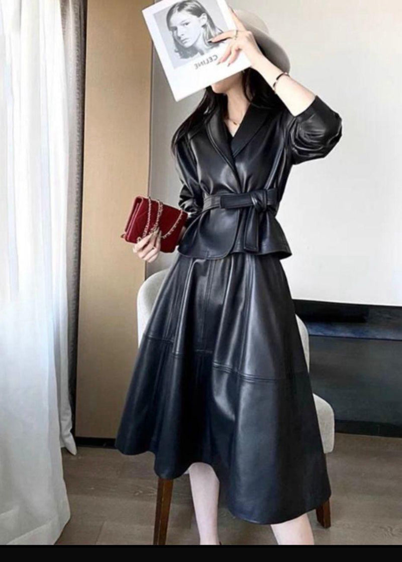 VEGAN LEATHER SKIRT SET