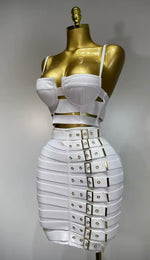 Bandage Buckle Skirt Set