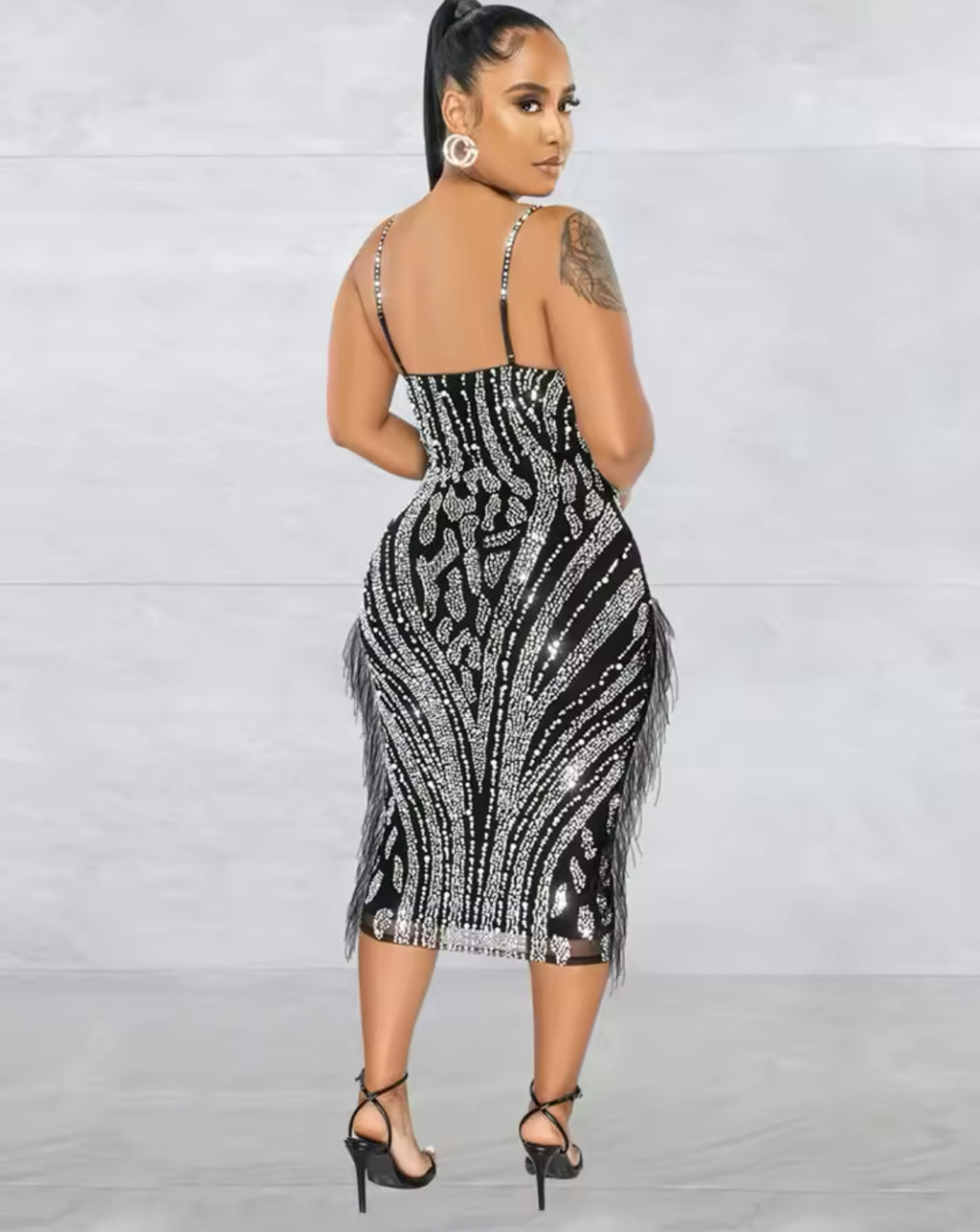 Stoned and feather Dress