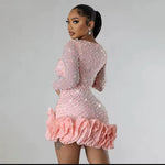 RHINESTONE RUFFLE DRESS