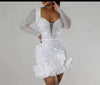 RHINESTONE RUFFLE DRESS