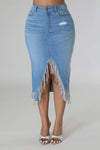 Denim with fringe skirt