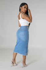 Denim with fringe skirt