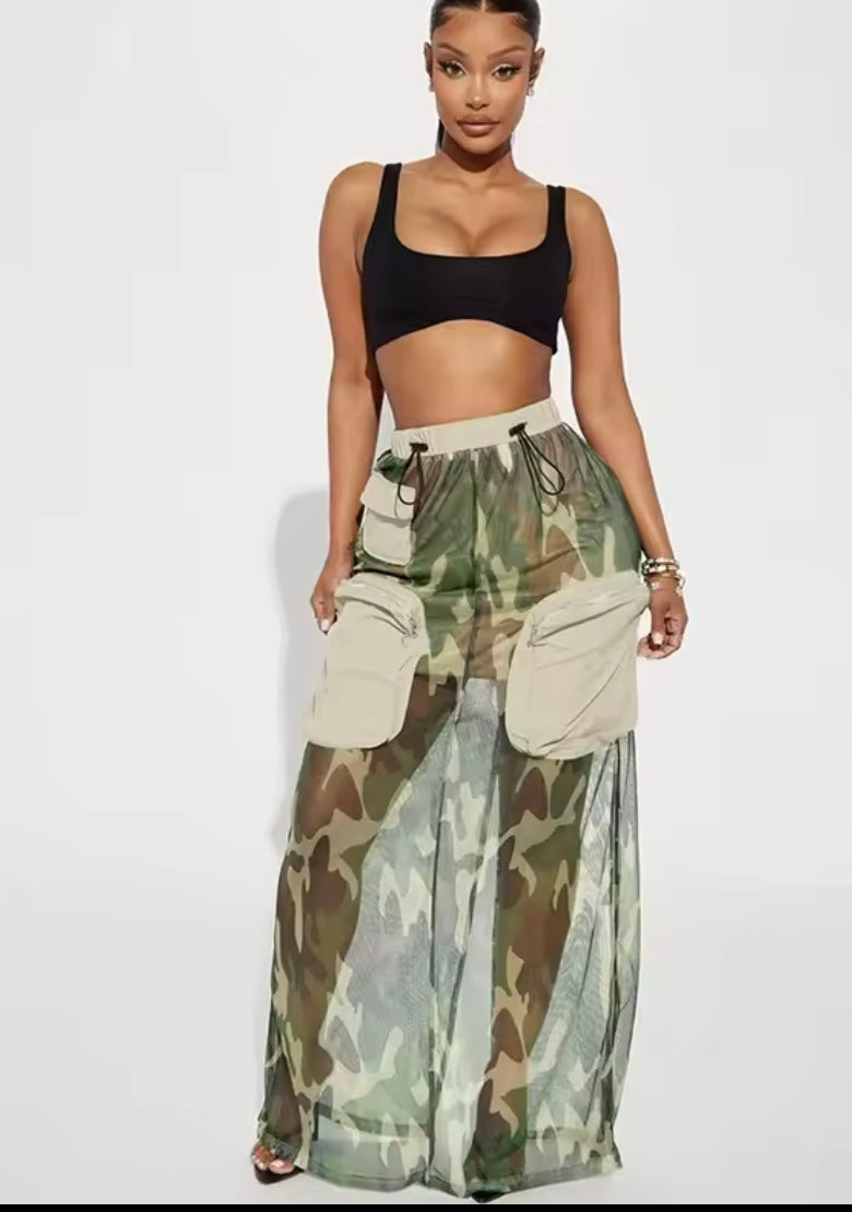 Camo sheer skirt
