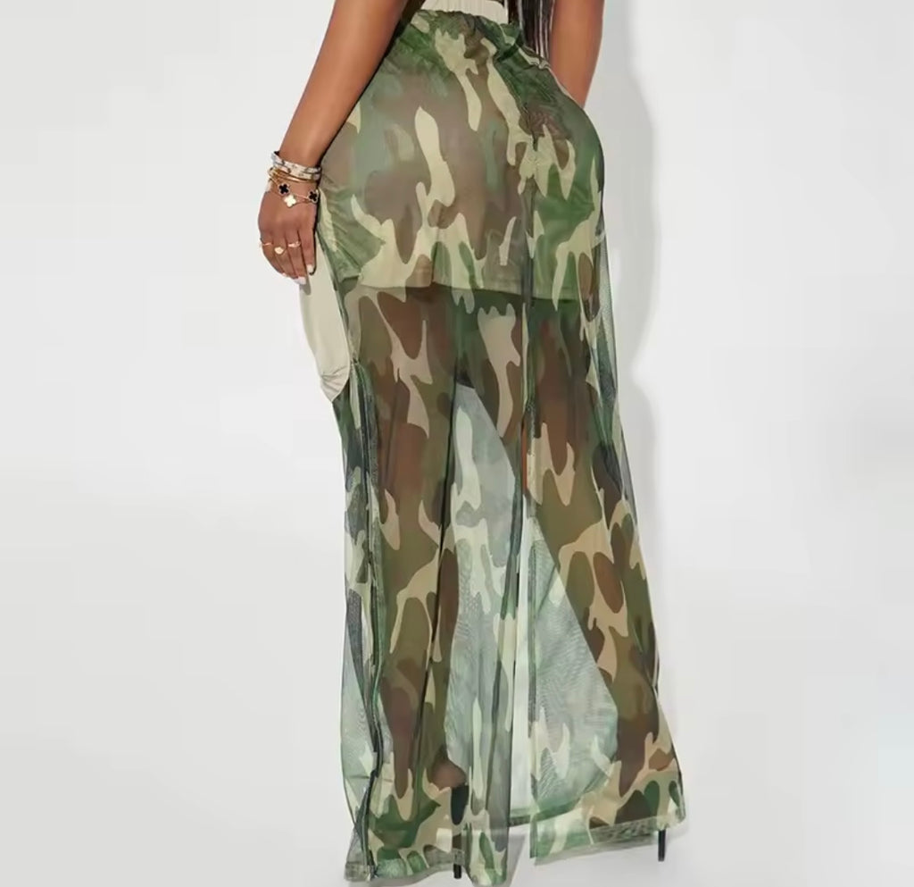 Camo sheer skirt