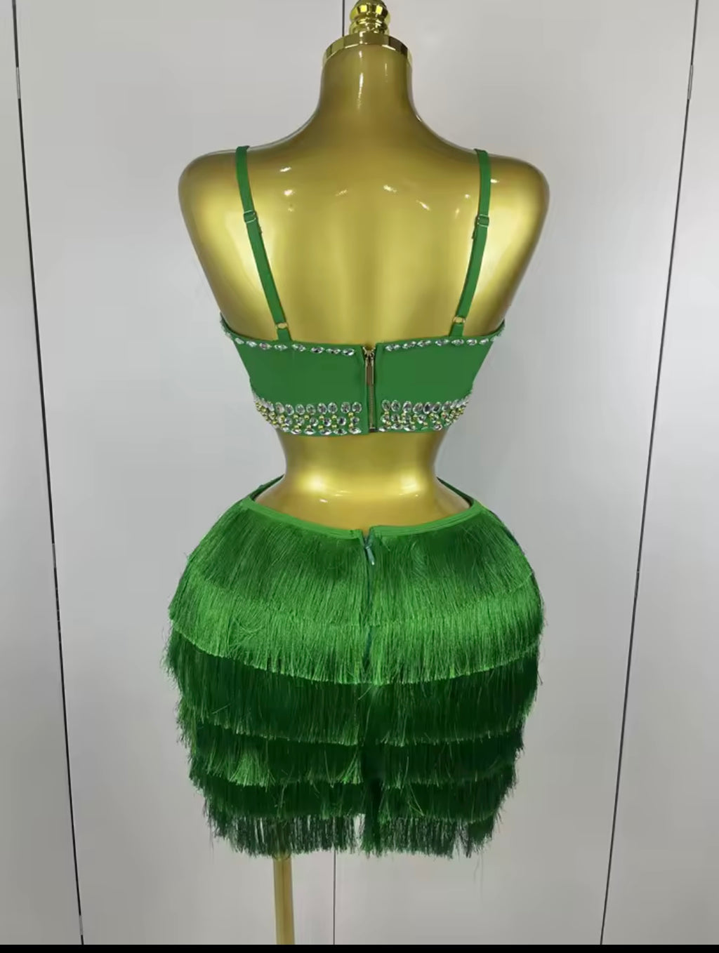 Green Goddess Fringe Dress