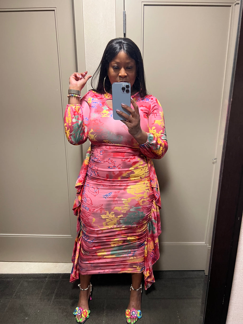 SIDE RUFFLE DRESS
