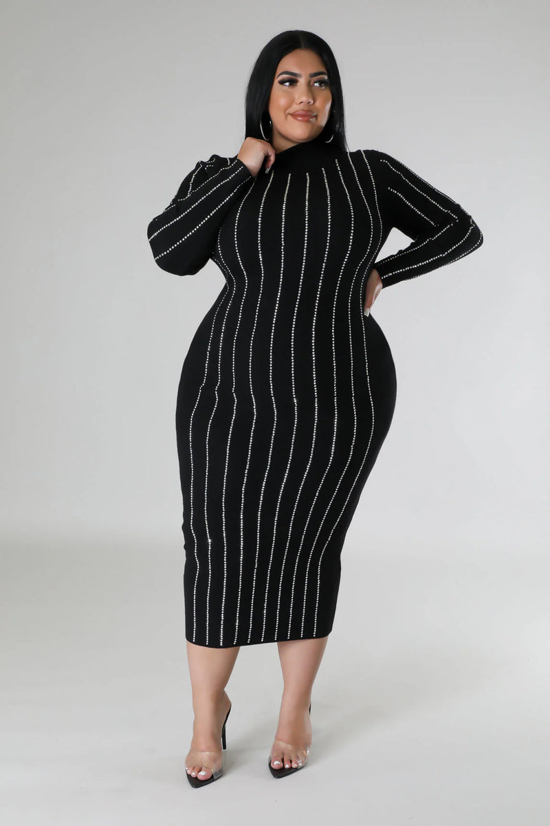 Rhinestone Sweater Plus Dress