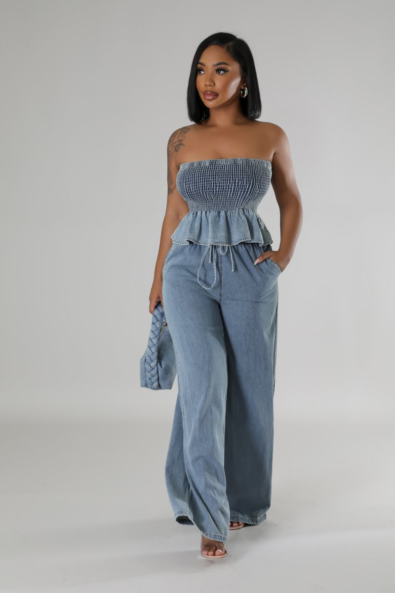 Love Me Always Denim Pant Set