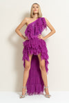 ONE SHOULDER RUFFLE TULLE DRESS